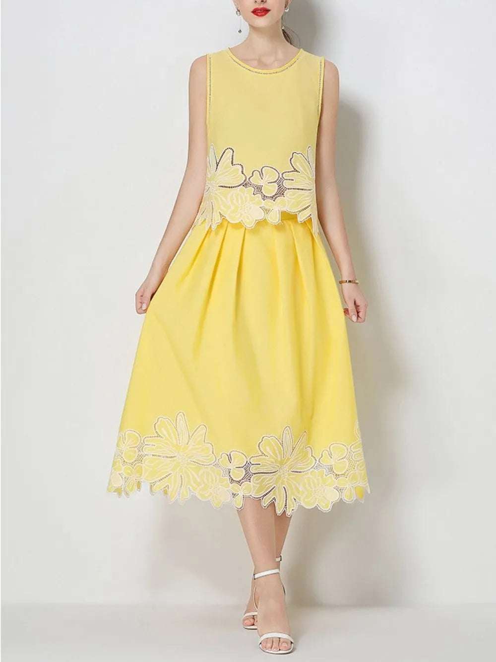 Mahlia Yellow Flower Two-Piece Set Flowering Girl