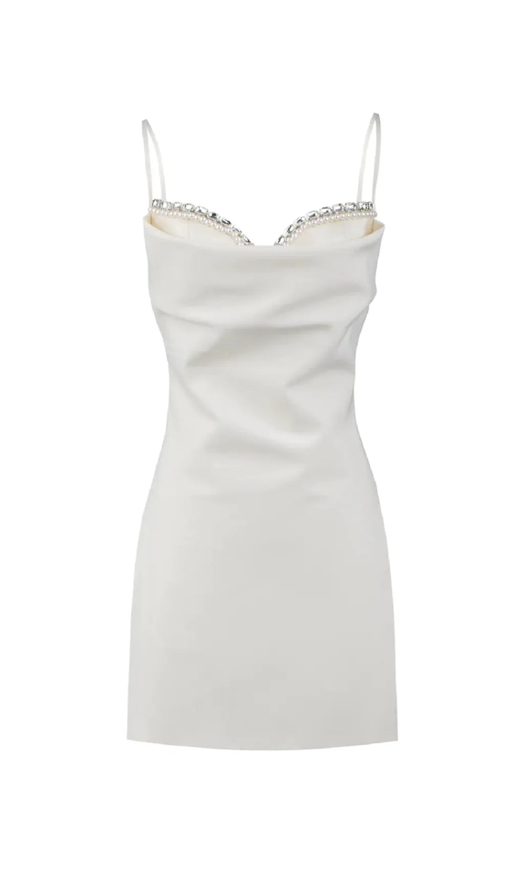 Satin Pearl Mini Dress In White Flowering Girl