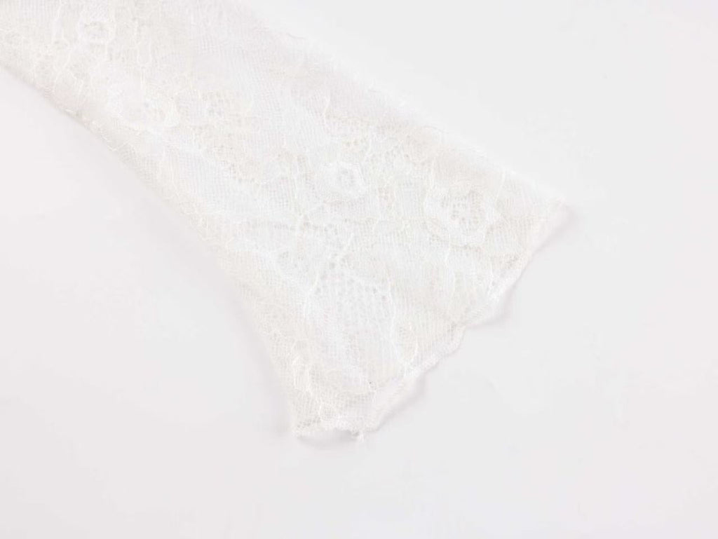 White Lace Strapless Spliced Knitted Mini Dress Flowering Girl