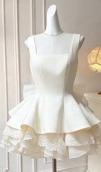 Kiki White Lace Bow Mini Dress Flowering Girl