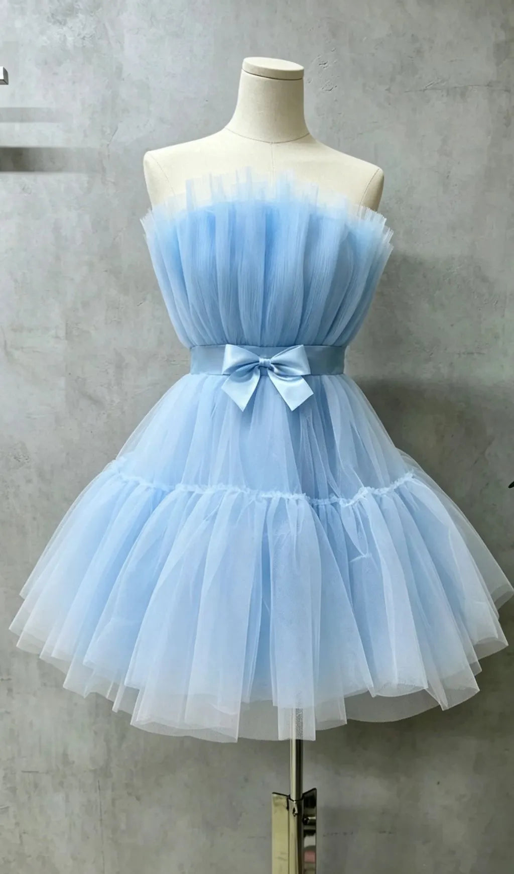 Frederica Bow-Accent Waist-Cinched Strapless Dress Flowering Girl