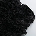 Velvet Corset Floral Mini Skirt Suit In Black Flowering Girl