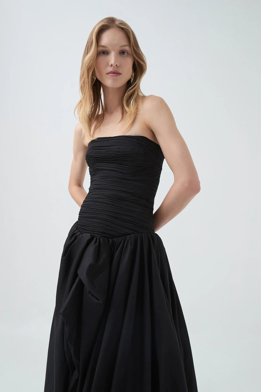 Nancy Bubble Hem Maxi Dress In Black Flowering Girl