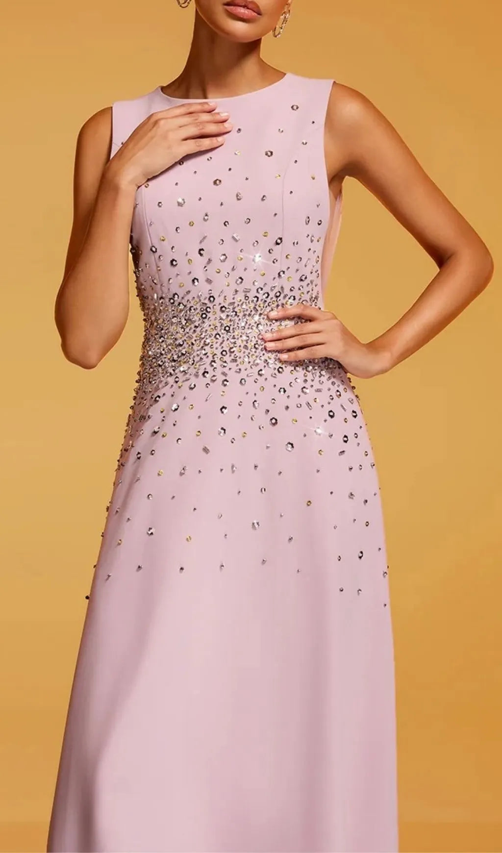 Felan Sleeveless Rhinestone Maxi Dress Flowering Girl