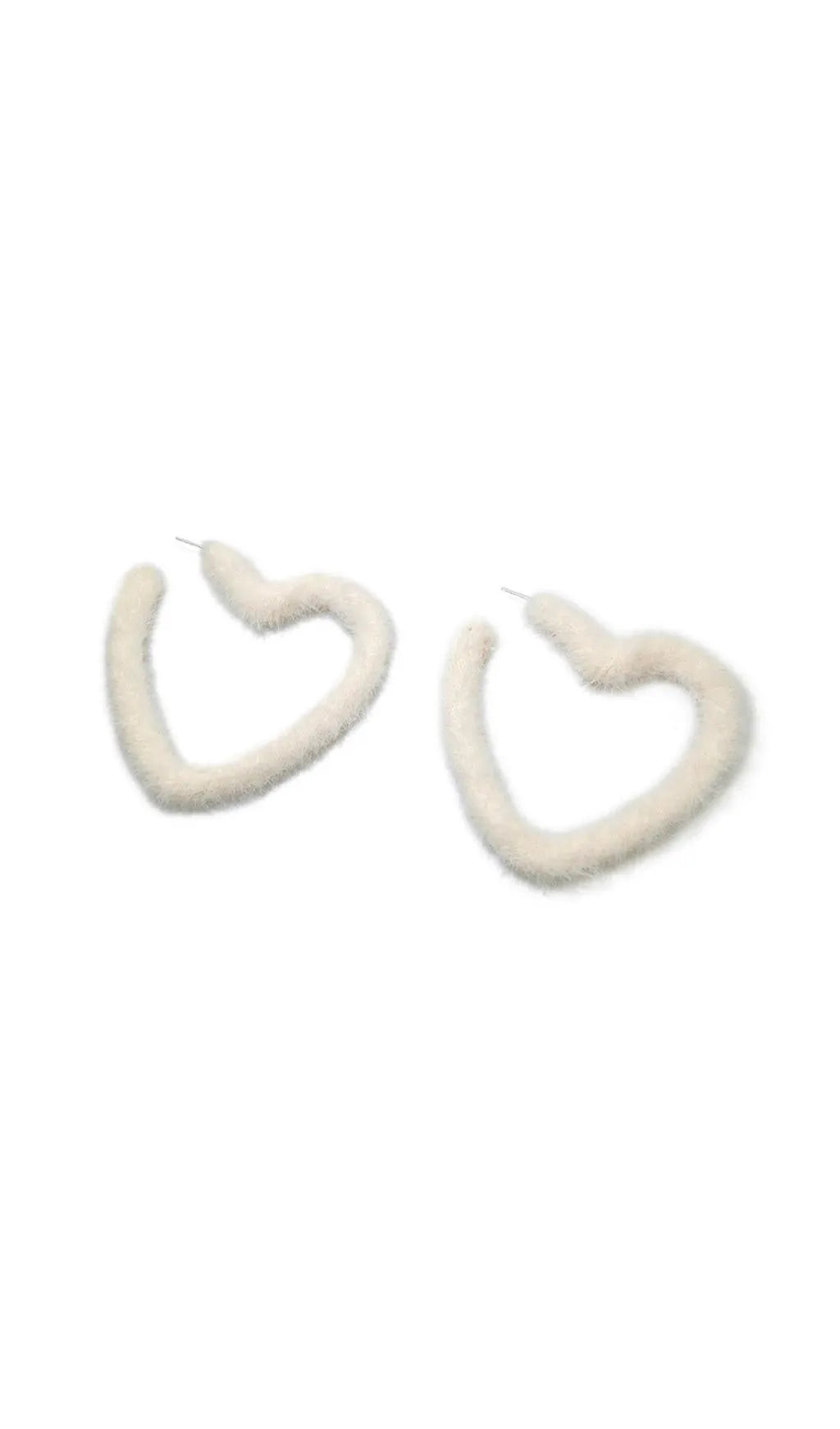 Armistead White Love-Shaped Plush Earrings Flowering Girl