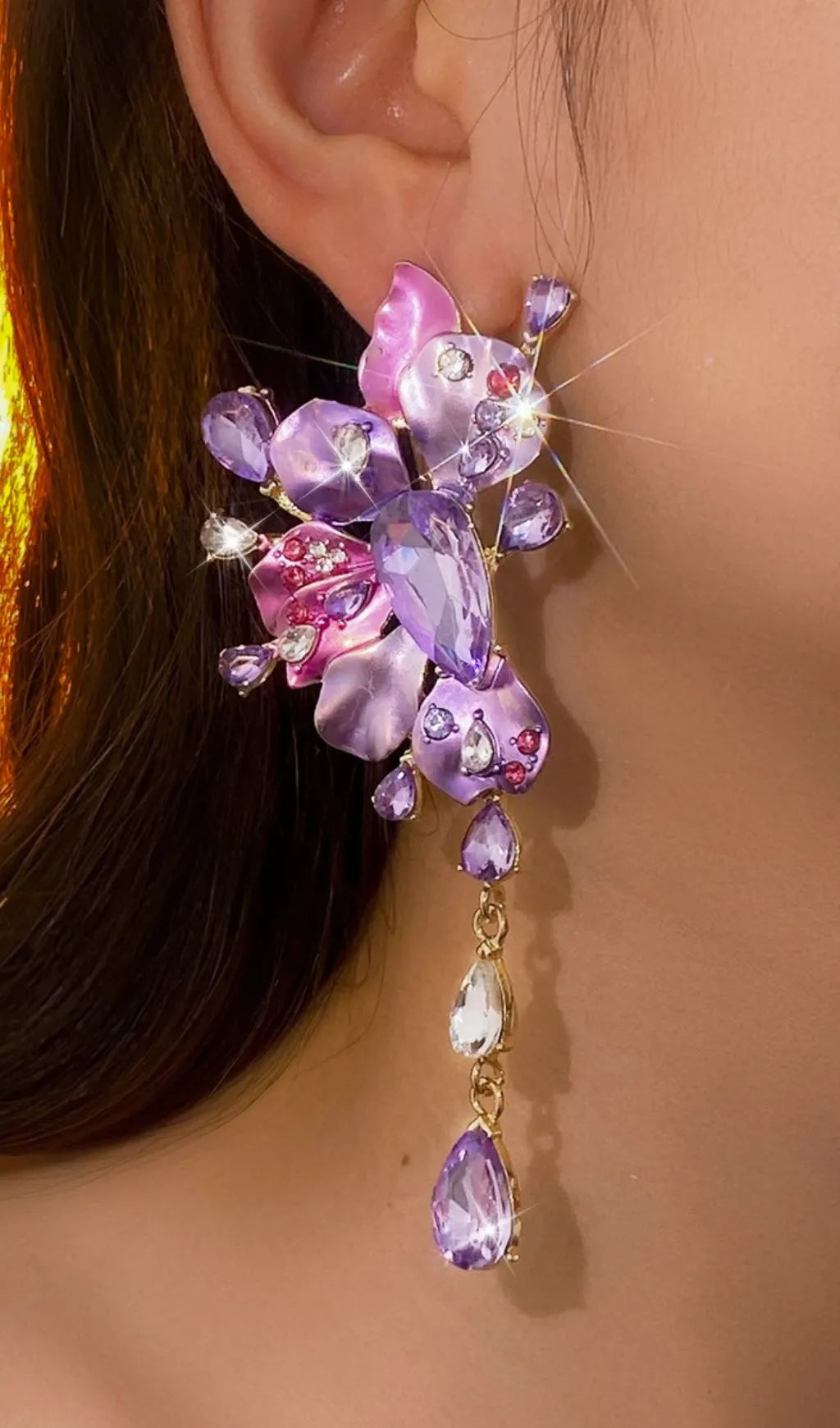 Jett Diamond Flower Earrings Flowering Girl
