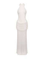 Mirna White Halter Lace Maxi Dress Flowering Girl
