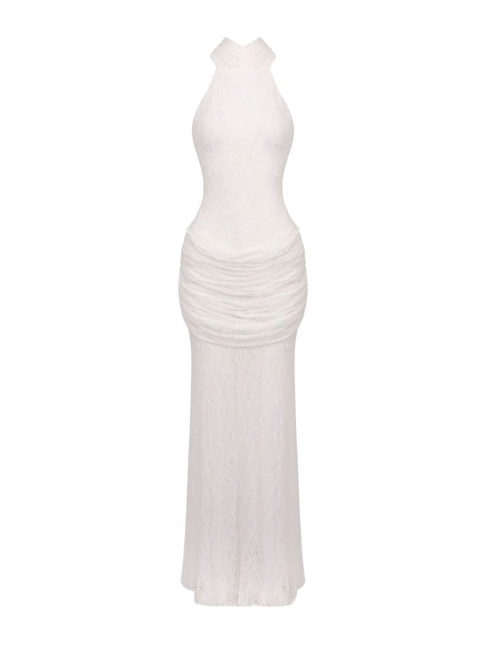 Mirna White Halter Lace Maxi Dress Flowering Girl
