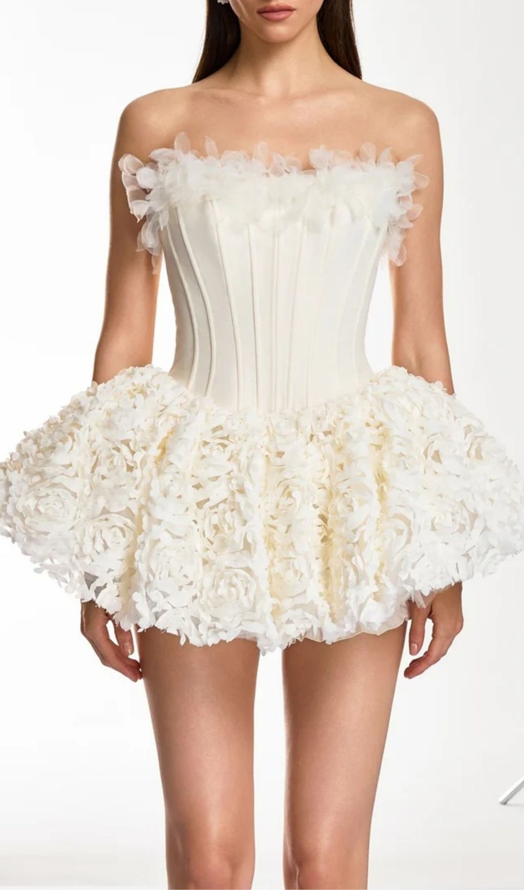 Ulthar Strapless Flower Mini Dress In Apricot Flowering Girl