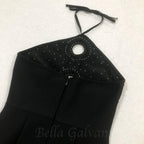 embellished cut out halter maxi dress in black Flowering Girl