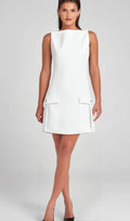 Stretch Crepe Strapless Mini Dress In White Flowering Girl
