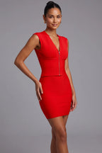 Red Bandage Bodycon Two-Piece Set Flowering Girl