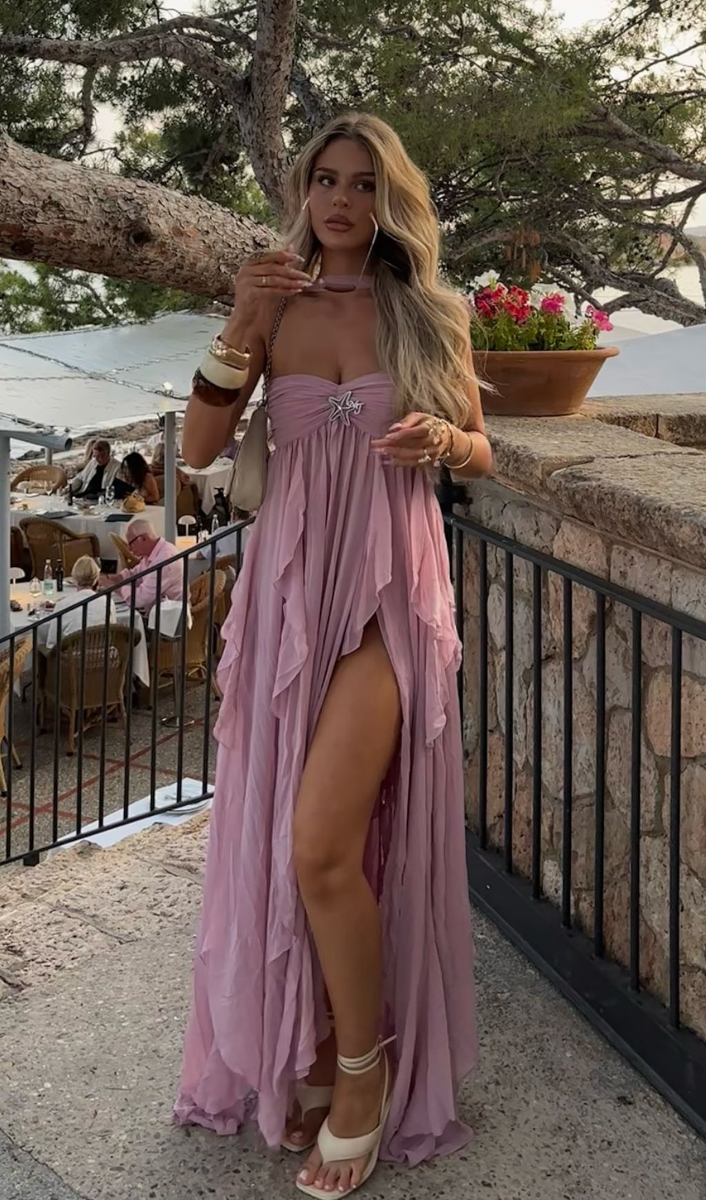 Frayne Lavender Layered Backless Maxi Dress Flowering Girl