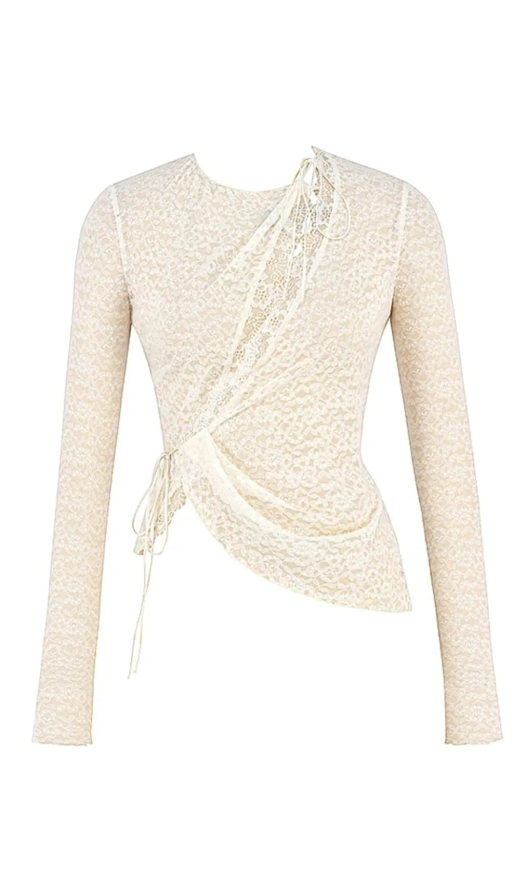 Ivory Floral Lace Trim Top Flowering Girl