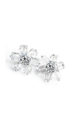 Audrina White Crystal 3D Flower Earrings Flowering Girl