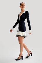 Alexia Contrast Ruffle Bow Mini Knit Dress Flowering Girl