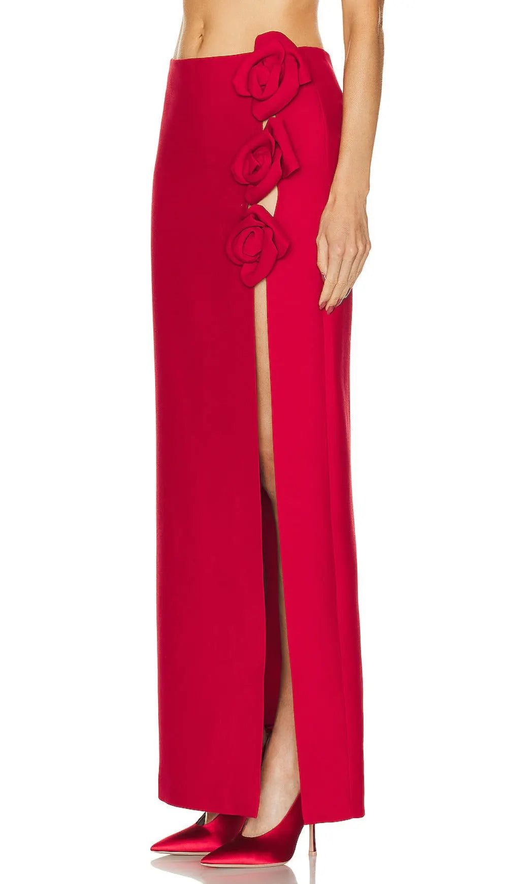 Arielle Red Rose-Embellished Skirt