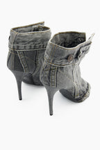 Alisson Denim Button Fish Mouth Sandal Bootie Flowering Girl