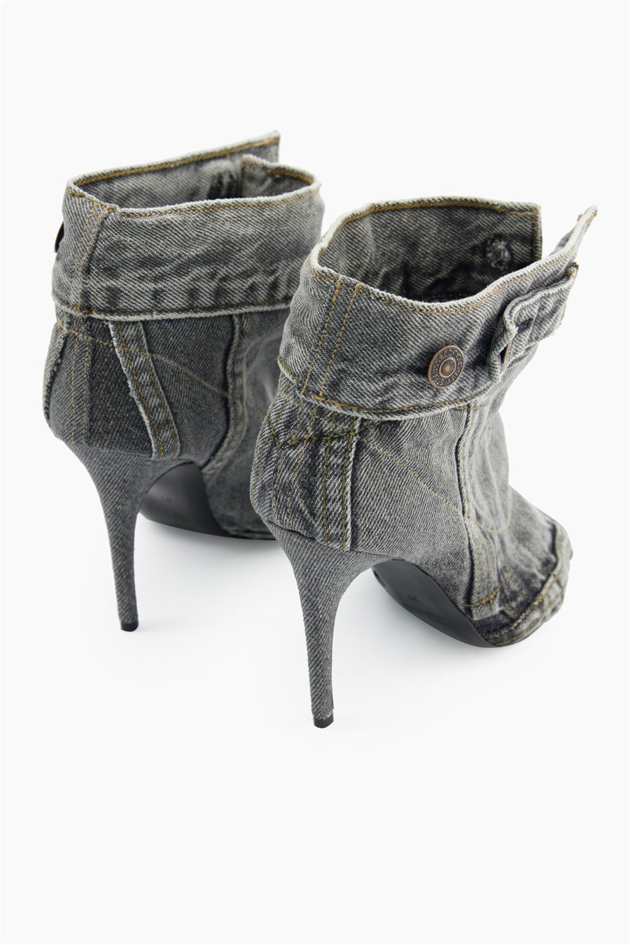 Alisson Denim Button Fish Mouth Sandal Bootie Flowering Girl