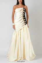 sara Satin Braided Rope Maxi Dress Flowering Girl