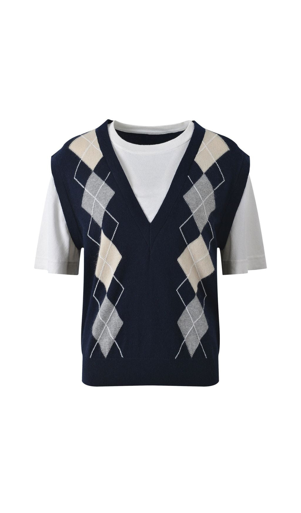 Layered Look Sweater Vest Top Flowering Girl