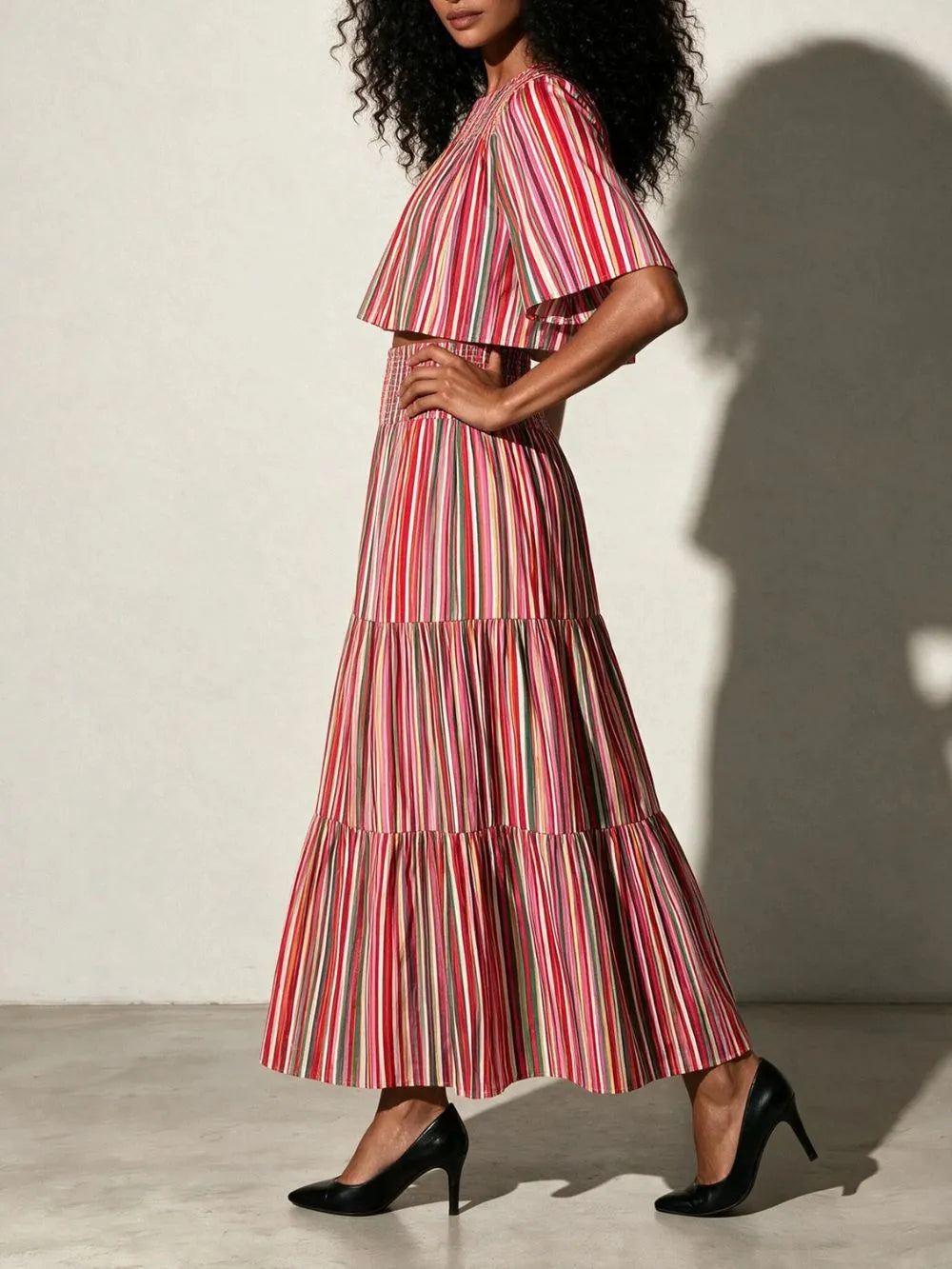 Melisa Stripe Two-Piece Set Flowering Girl