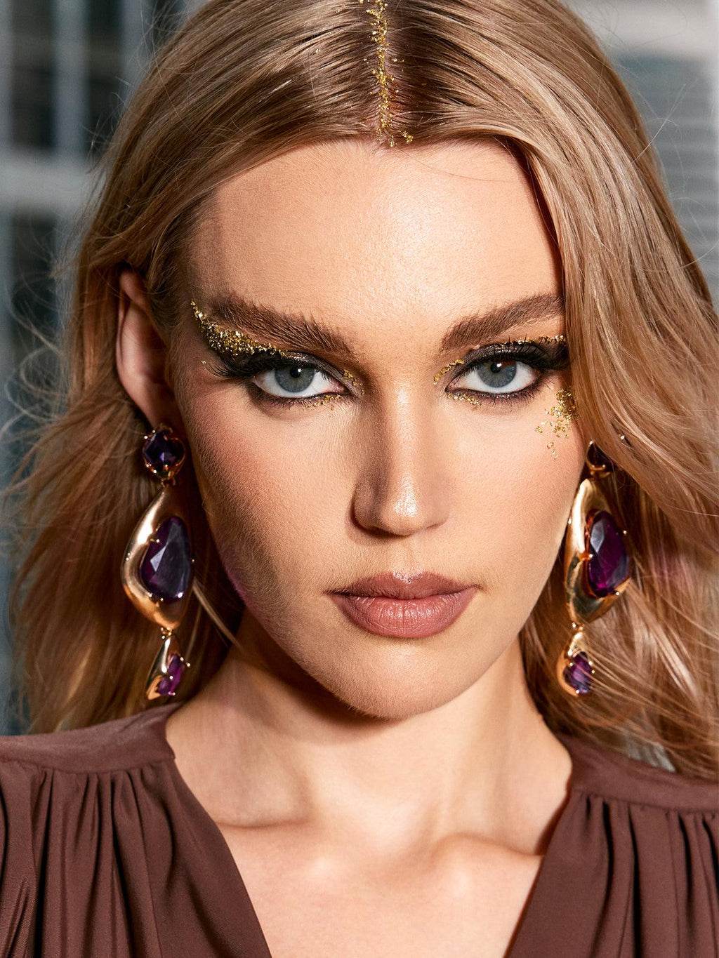 Mikko Geometric Rhinestone Earrings Flowering Girl