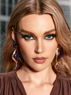 Mikko Geometric Rhinestone Earrings Flowering Girl