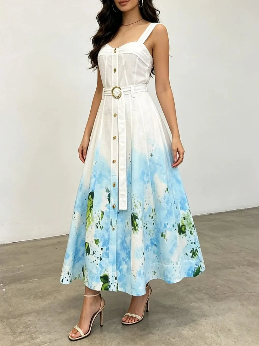 Markita Strappy Printed Midi Dress Flowering Girl