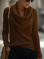 Draped Cowl Neck Long-Sleeve Top Flowering Girl