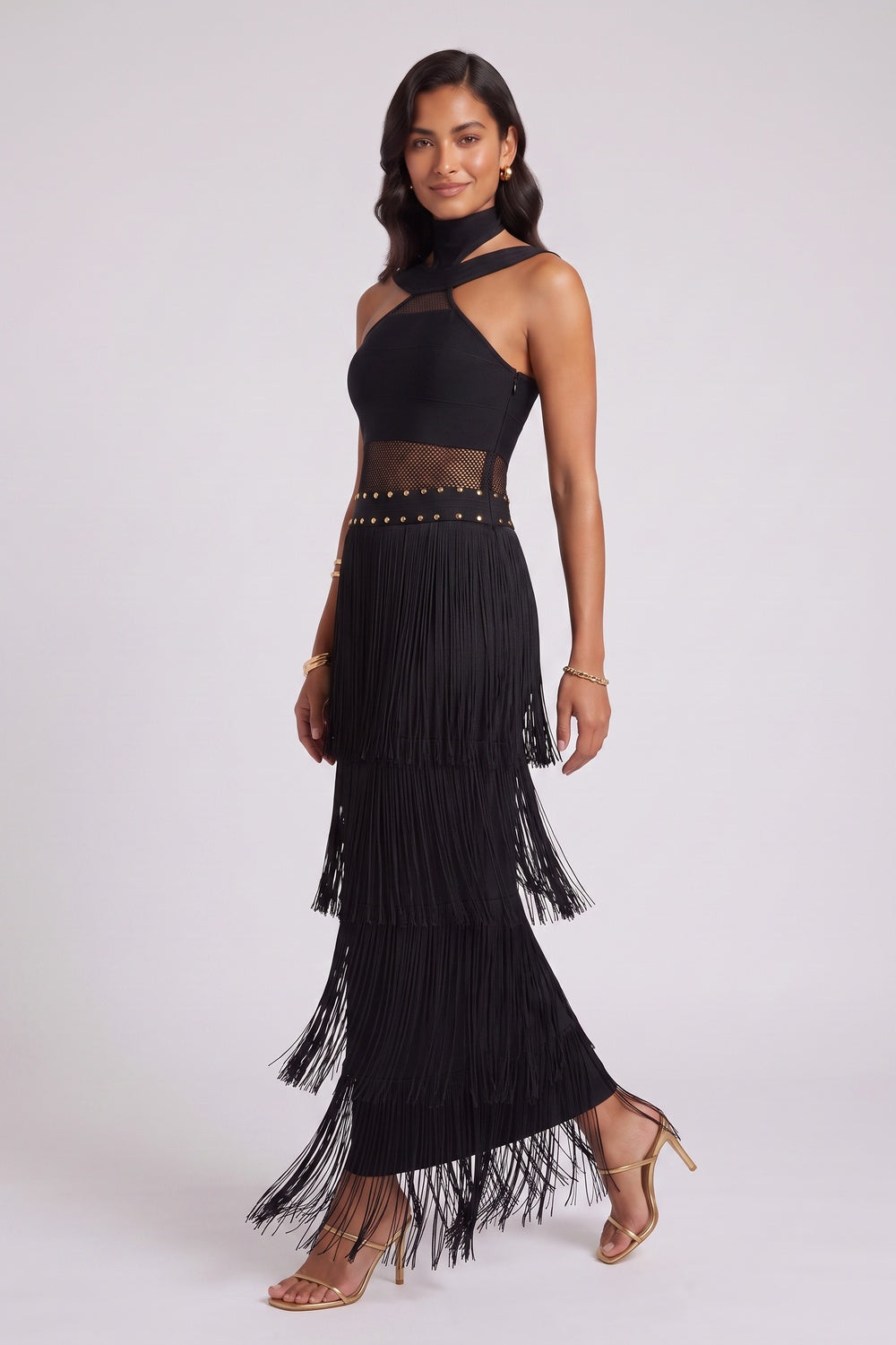 Black Bandage Column Dress Flowering Girl