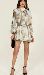 Delphine faux-pearl embellished mini dress in Neutrals Flowering Girl