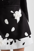 Tiaia Floral Appliqué Contrast Mini Dress - Black Flowering Girl