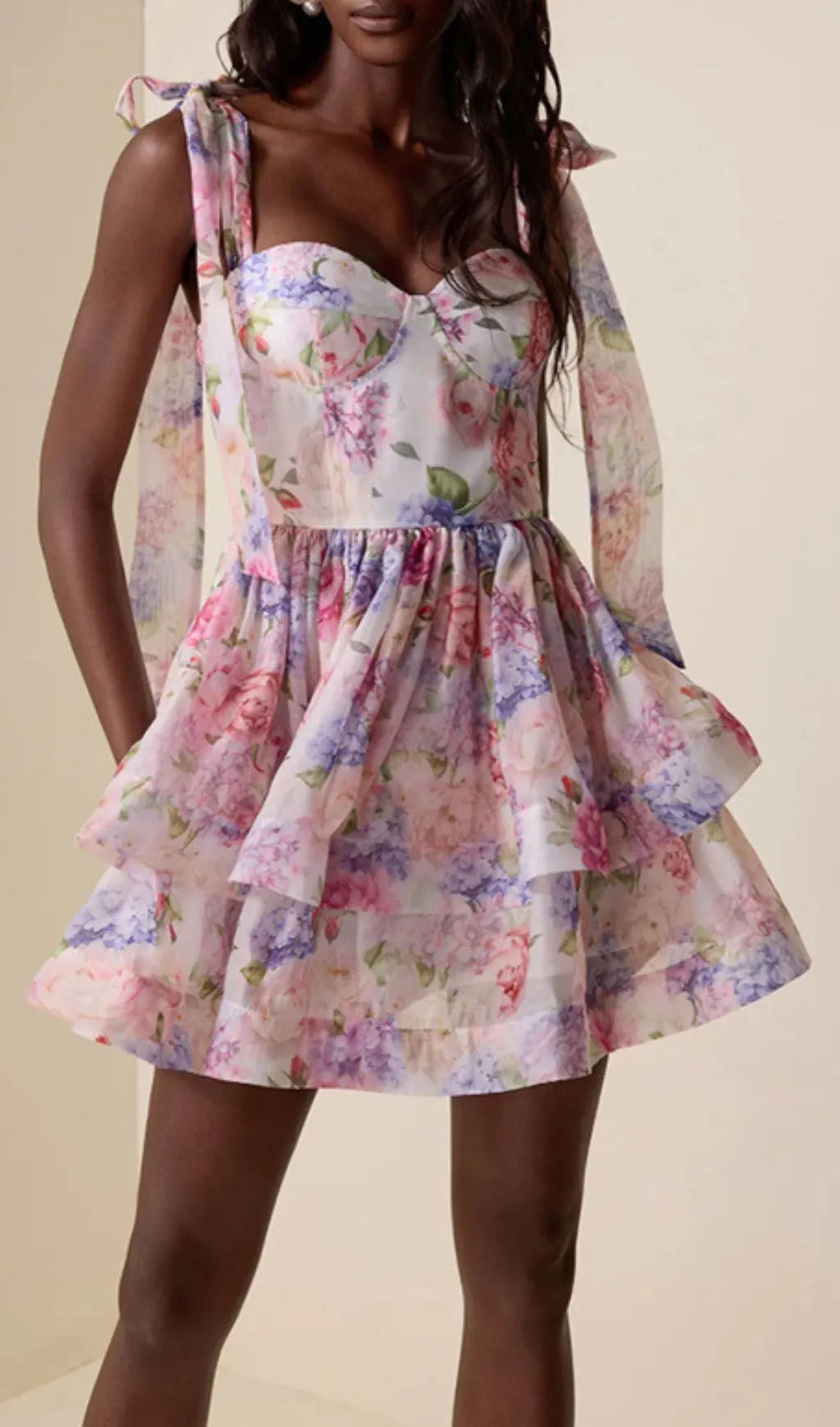 Faya Strappy Floral Mini Dress Flowering Girl