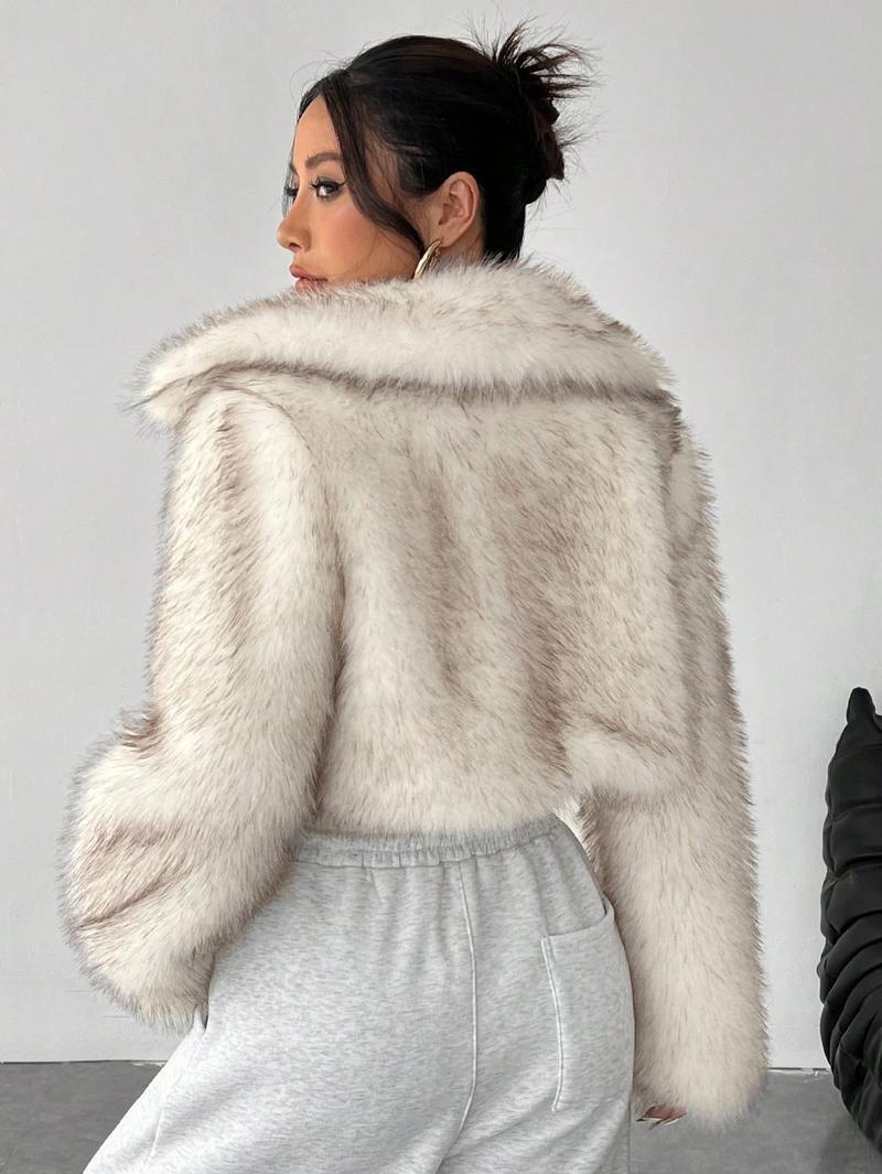 Imitation Fox Fur Long Sleeve Short Jackets Flowering Girl
