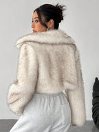 Imitation Fox Fur Long Sleeve Short Jackets Flowering Girl