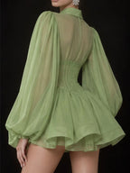 Merilyn Lantern Sleeve Mini Dress Flowering Girl
