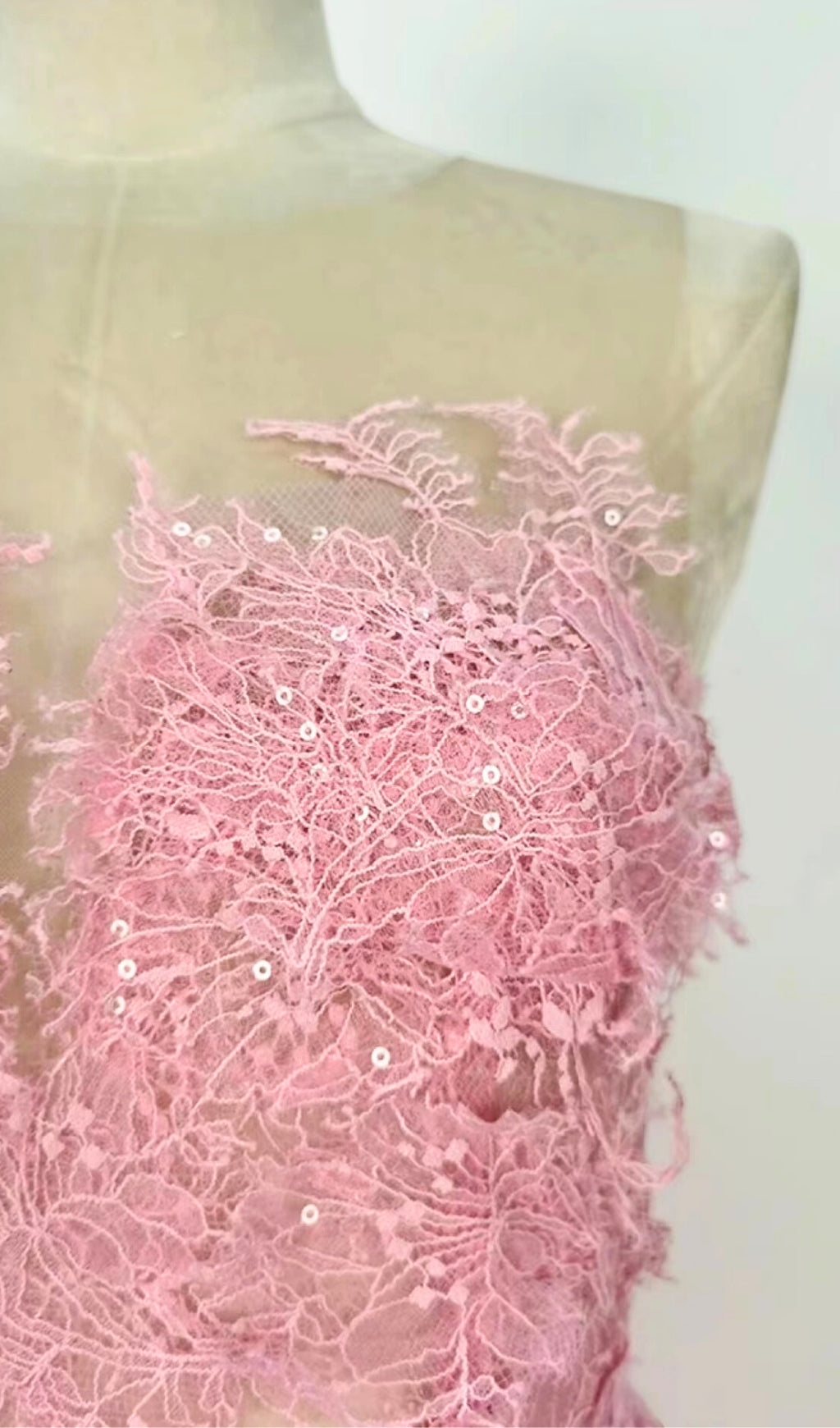 PINK FLORAL LACE EMBROIDER MIDI DRESS Flowering Girl
