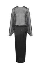 Isis Black Dot Long Sleeve Maxi Dress Flowering Girl