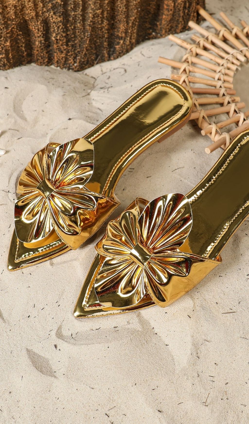 Kyri Gold Bow Sandals Flowering Girl