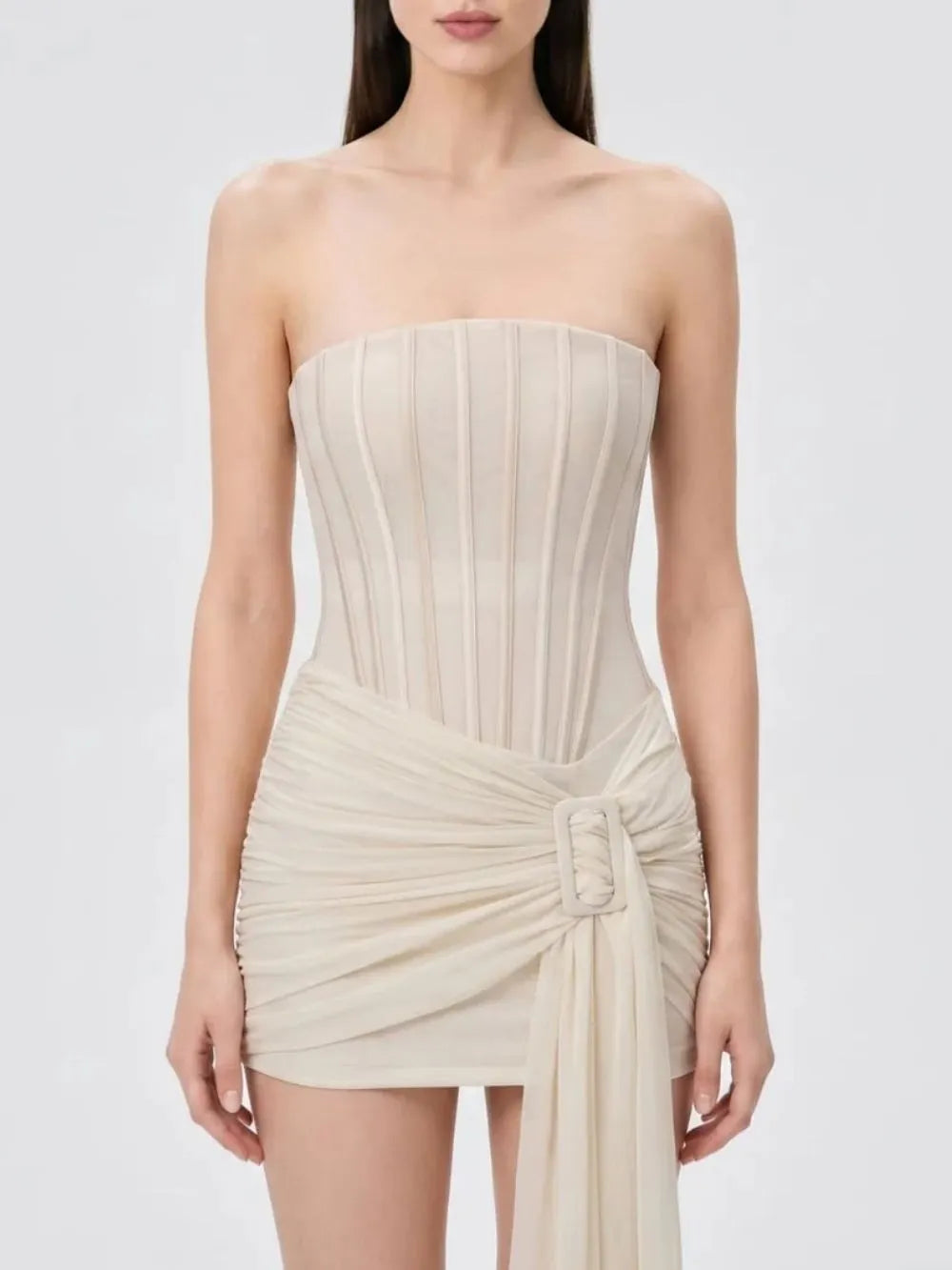 Lindley Strapless Corset Ruched Mini Dress Flowering Girl
