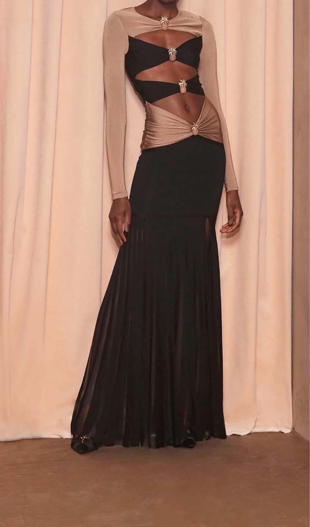 Embellished Cutout Maxi Dress In Semi