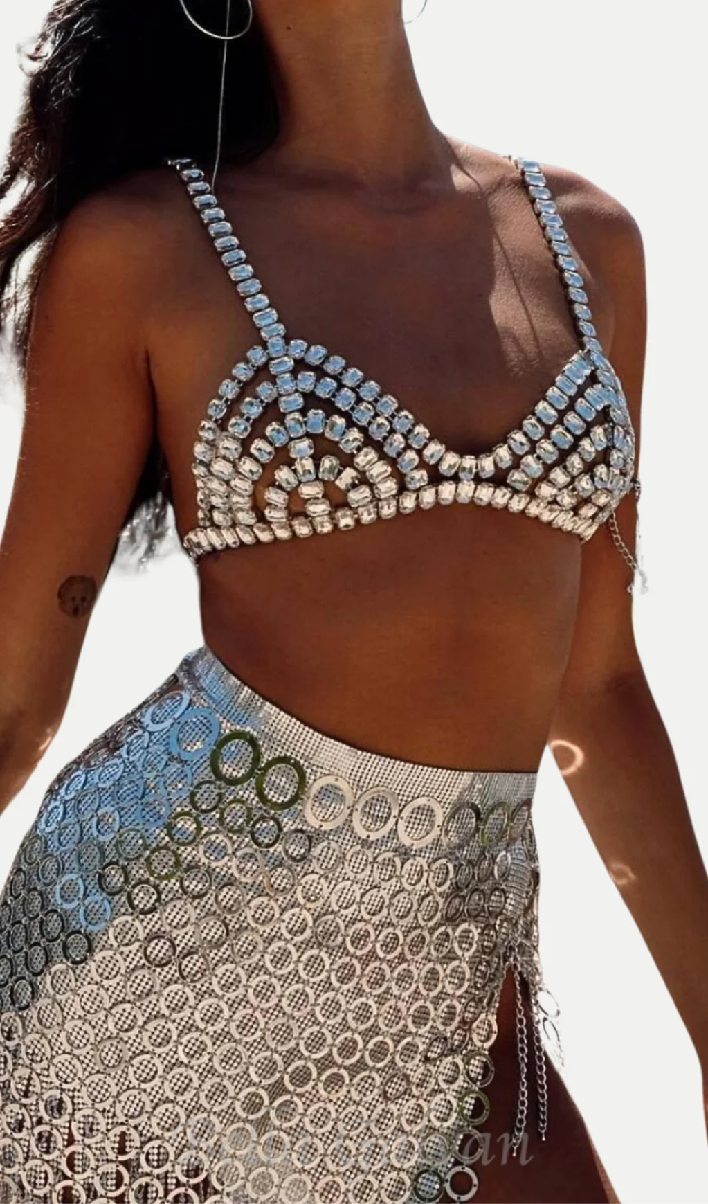 Cael Crystal Bra in Silver Flowering Girl