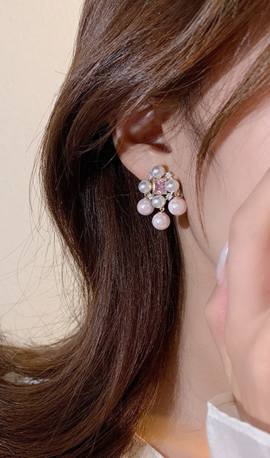 Pink Pearl Earring Flowering Girl