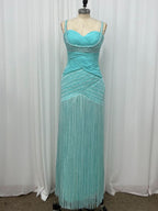 Light Blue Crepe Mermaid Column Gown Flowering Girl