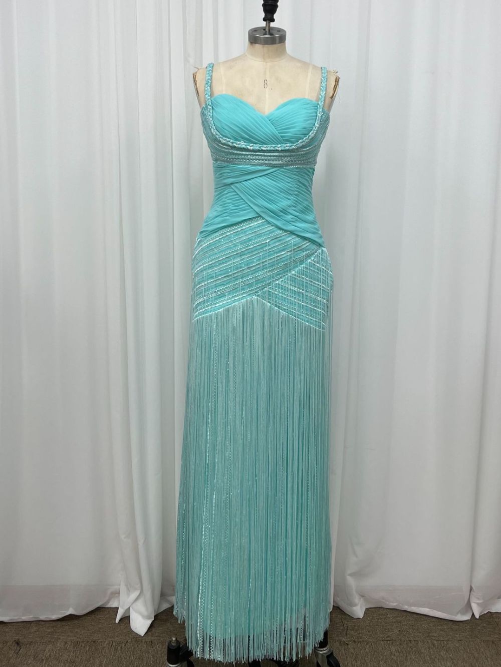 Light Blue Crepe Mermaid Column Gown Flowering Girl