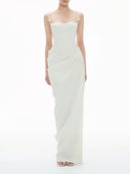 Myer White Spaghetti Ruched Maxi Dress