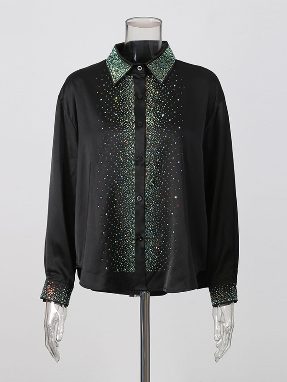 Missy Black Diamante Long Sleeve Shirt