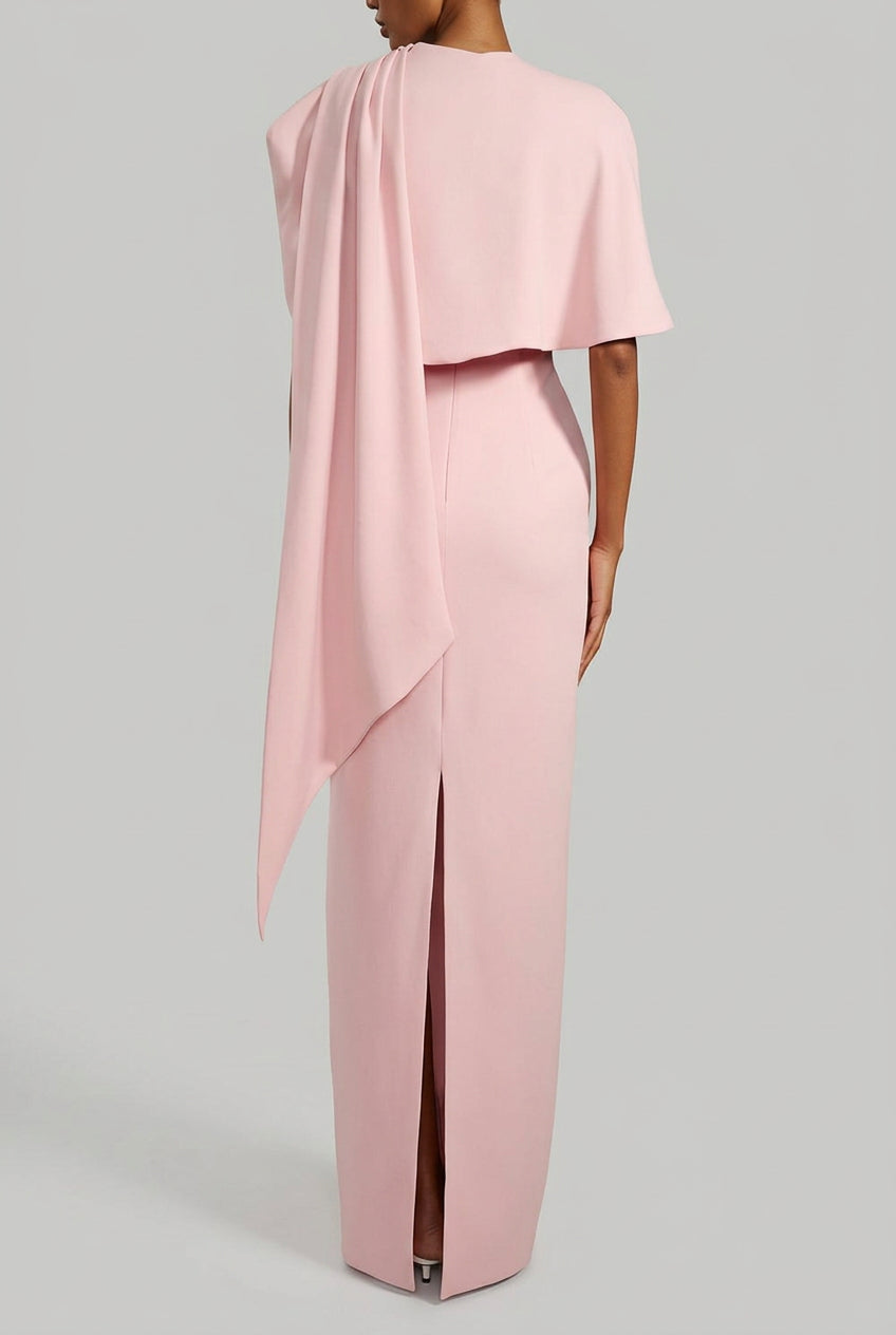 Myna Pink Maxi Dress With Cape