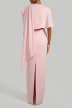 Myna Pink Maxi Dress With Cape